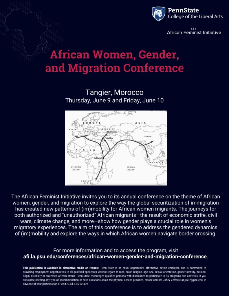 Flyer of African Women, Gender, and Migration Conference